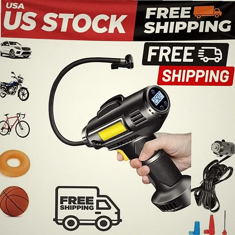 150PSI Tire Fast Inflator Air Pump Compressor LED Light for Car Bike Motor Ball