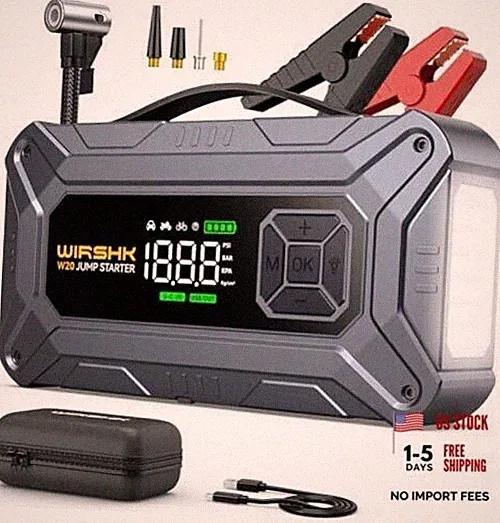 Jump Starter with Air Compressor, 8000A 160PSI Car Jump Starter (8.0 Gas/10.0L