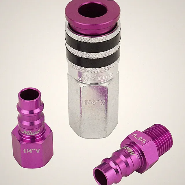 Milton® Colorfit Coupler & Plug Set with Rubber Bumpers, V-Style High Flow 1/4"