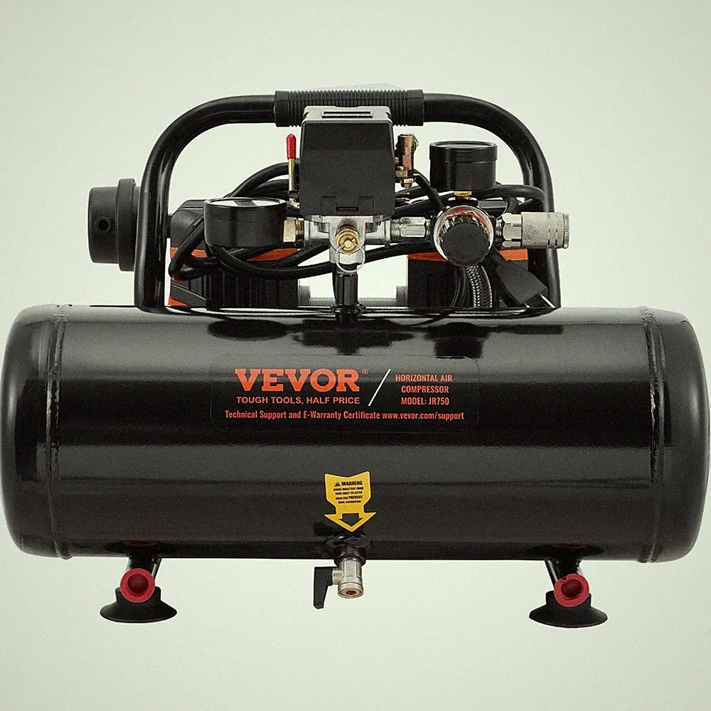 Oil-Free 2gal 8bar Air Compressor 835W Horizontal Compact Unit