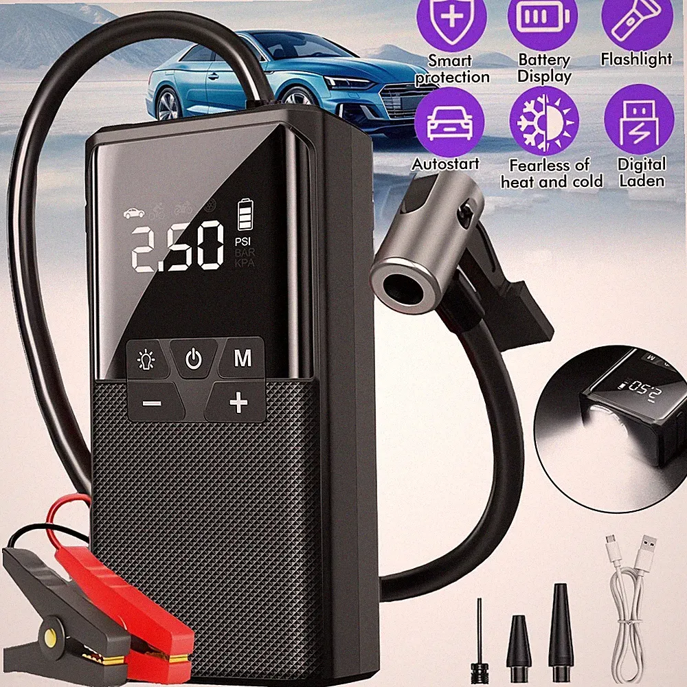 Portable Car Jump Starter with Air Compressor Inflator Air Pump Battery Charger
