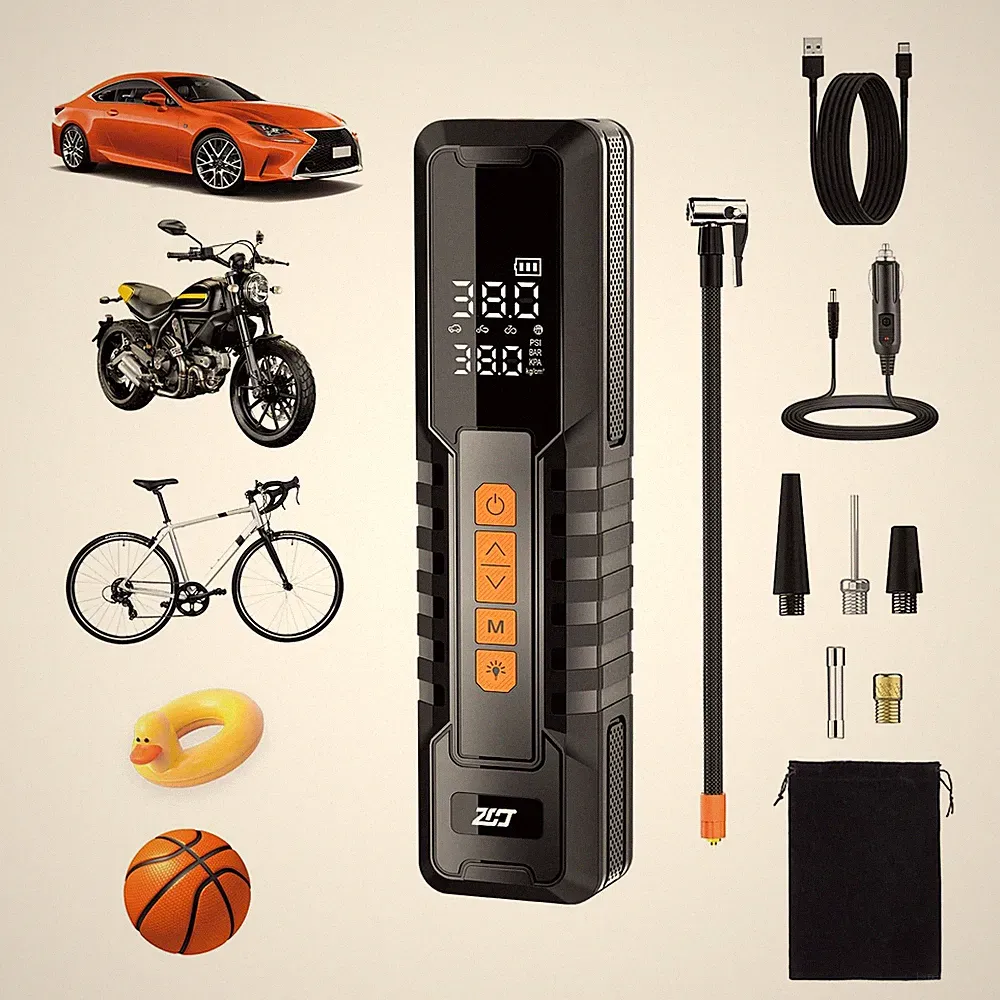 Tire Inflator Portable Air Compressor, Air Pump for Car Tires, Bike Pump, Por...