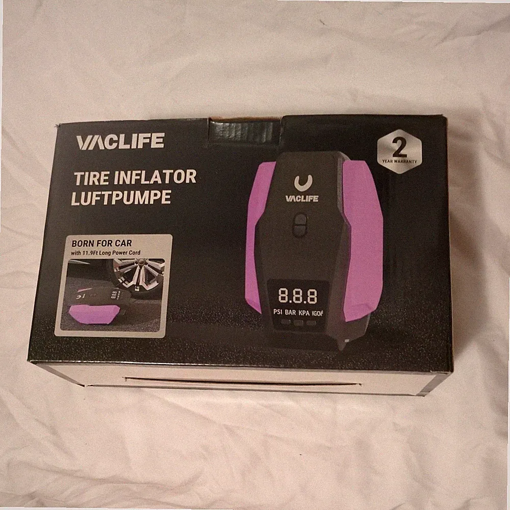 VacLife Black purple Corded Electric Tire Inflator Portable Air Compressor Used