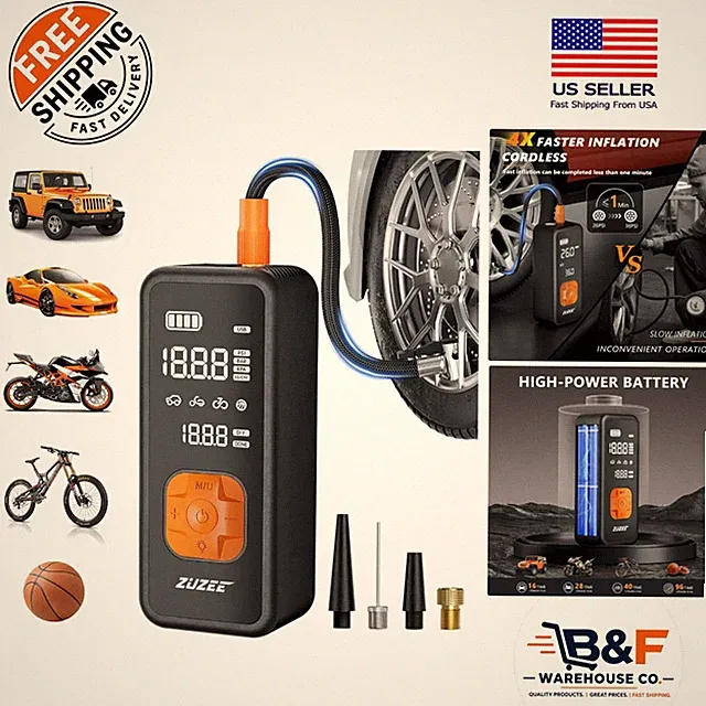 Z1 Portable Air Compressor - 4X Faster with LCD Display & Multi-Use Attachments